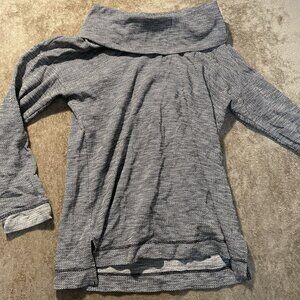T by Talbots Sweatshirt Womens Large Cowl Neck Tunic Pullover Knit Heather Gray